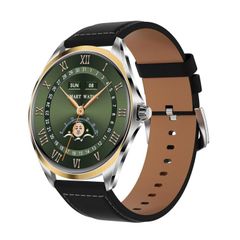  Đồng hồ thông minh sức khỏe H78 Gold Shell Green Leather - màn hình AMOLED 1,43 inch, chống nước IP67, hỗ trợ cuộc gọi BT 