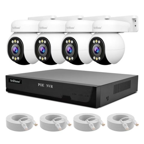 Bộ hệ thống camera NVR PoE HD 4MP 4CH SriHome NVS005-PoE051 (Phích cắm US)