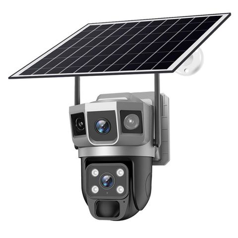 Camera giám sát toàn cảnh năng lượng mặt trời PTZ Dome đa ống kính 4MP VTS02