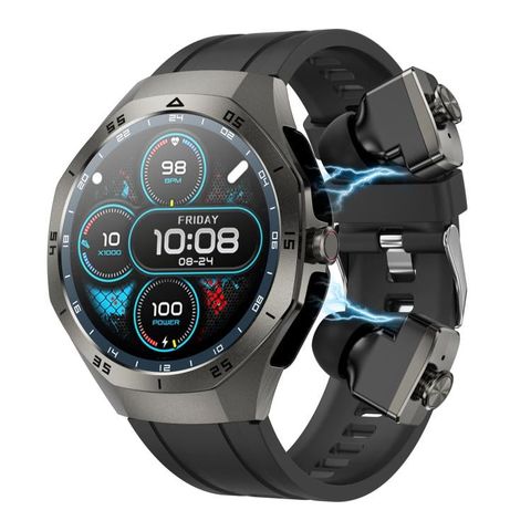 Đồng hồ thông minh F38 Black Silicone - Bluetooth hai tai IP67 hỗ trợ theo dõi nhịp tim