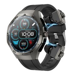  Đồng hồ thông minh F38 Black Silicone - Bluetooth hai tai IP67 hỗ trợ theo dõi nhịp tim 