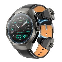  Đồng hồ thông minh F38 Black Leather - Bluetooth hai tai IP67 hỗ trợ theo dõi nhịp tim 