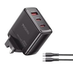  Bộ sạc nhanh ba cổng Yesido YC98C 65W (EU) – Kèm cáp Type-C to Type-C 1.2m 