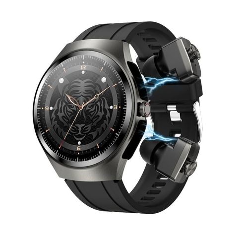 Đồng hồ thông minh F39 Black Silicone - màn hình AMOLED 1,43 inch 2 trong 1 có tai nghe Bluetooth, hỗ trợ cuộc gọi Bluetooth