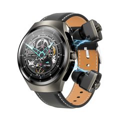  Đồng hồ thông minh F39 Black Leather - màn hình AMOLED 1,43 inch 2 trong 1 có tai nghe Bluetooth, hỗ trợ cuộc gọi Bluetooth 