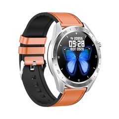  Đồng hồ thông minh WB02 1,3 inch Dây da nâu  – IP68, Nhịp tim & Huyết áp 