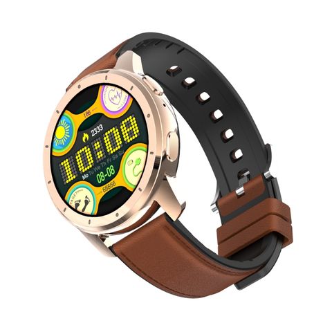 MX11 1,28 inch Brown Gold Leather – Đồng hồ thông minh IP68 đa năng