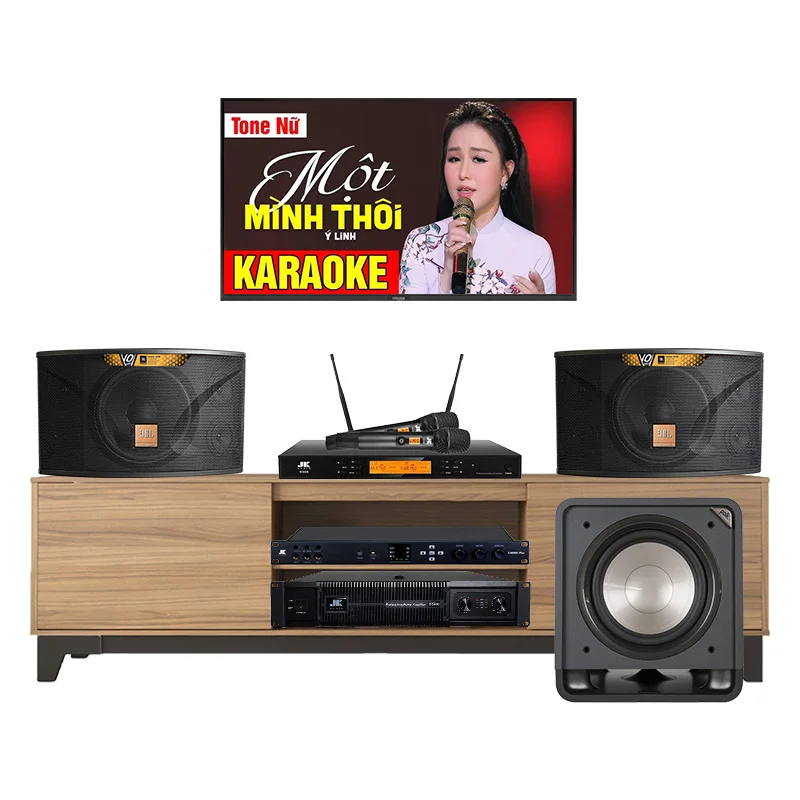 Dàn karaoke JBL GD121 (JBL Ki110 Gold Edition, JKaudio D2400, JKaudio X6000 Plus, JKaudio K500, Polk Audio HTS12)