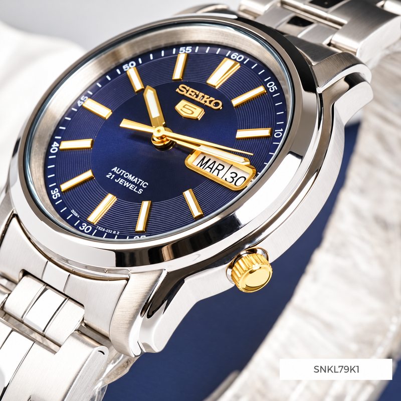 Ảnh minh họa Seiko SNKL79K1 – Nam – 37,5mm – Kính cứng – Automatic (Cơ tự động) – Dây kim loại 3