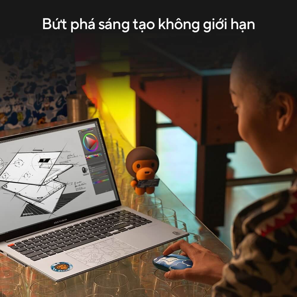 Ảnh minh họa Laptop ASUS Vivobook S 15 OLED BAPE Edition S5504VA-MA291W (Intel Core i5-13500H | 16GB | 512GB | Intel Iris Xe | 15.6 inch WQHD+ | Win 11 | Đen) 3