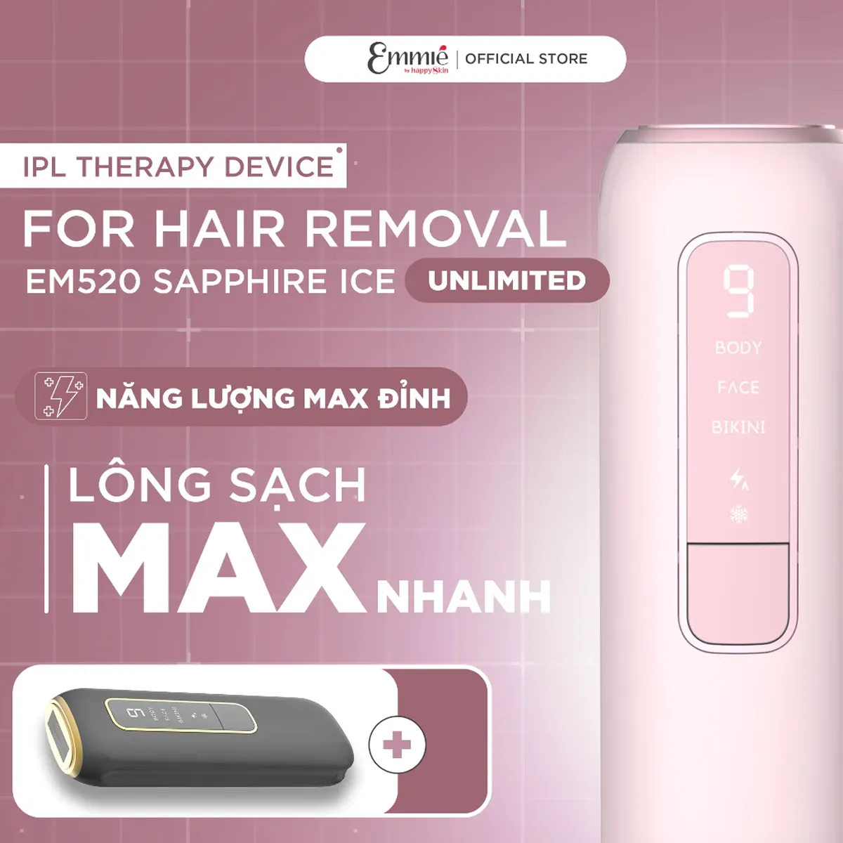 Máy triệt lông lạnh Emmié IPL Therapy Device For Hair Removal EM520 Sapphire ICE Unlimited
