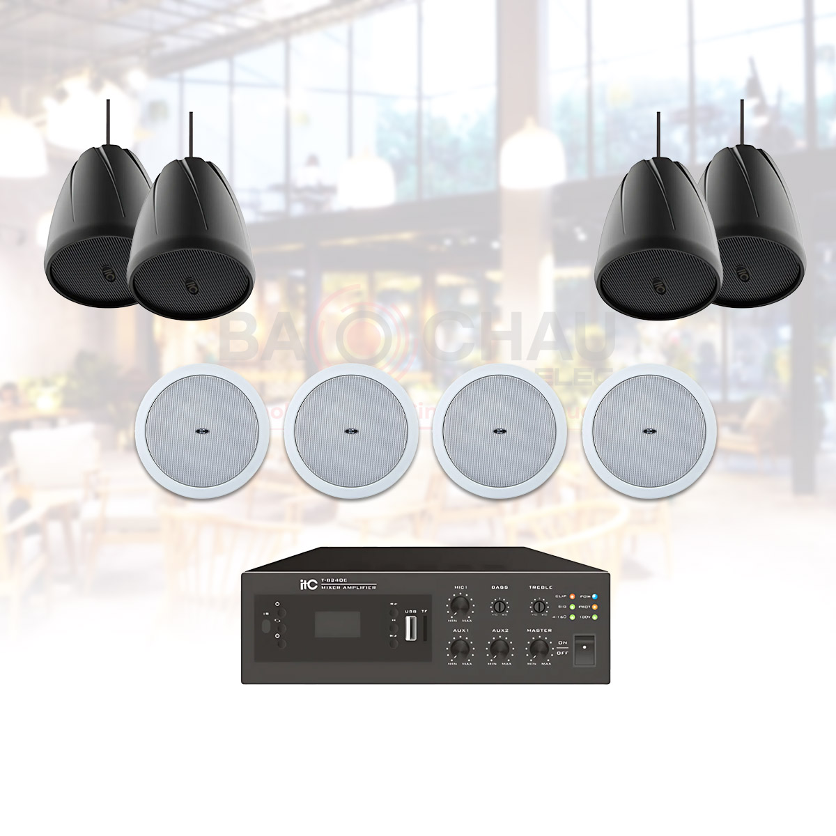 Hệ Thống Âm Thanh Nhạc Nền Quán Cafe, Nhà Hàng, Shop, Spa ITC 06 (ITC T-750D, ITC T-105, ITC T-B120E)