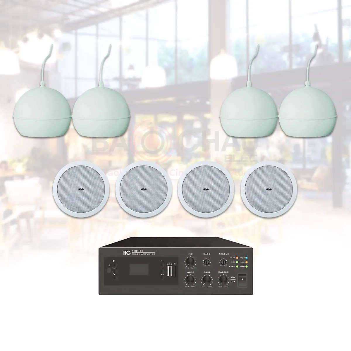 Ảnh minh họa Hệ Thống Âm Thanh Nhạc Nền Quán Cafe, Nhà Hàng, Shop, Spa ITC 07 (ITC T-200, ITC T-105, ITC T-B60E) 1