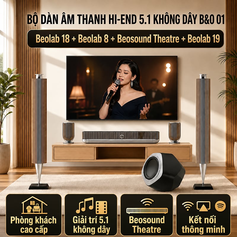 Bộ dàn âm thanh hi-end 5.1 Không dây B&O 01 (Beolab 18, Beolab 8, Beosound Theatre, Beolab 19)