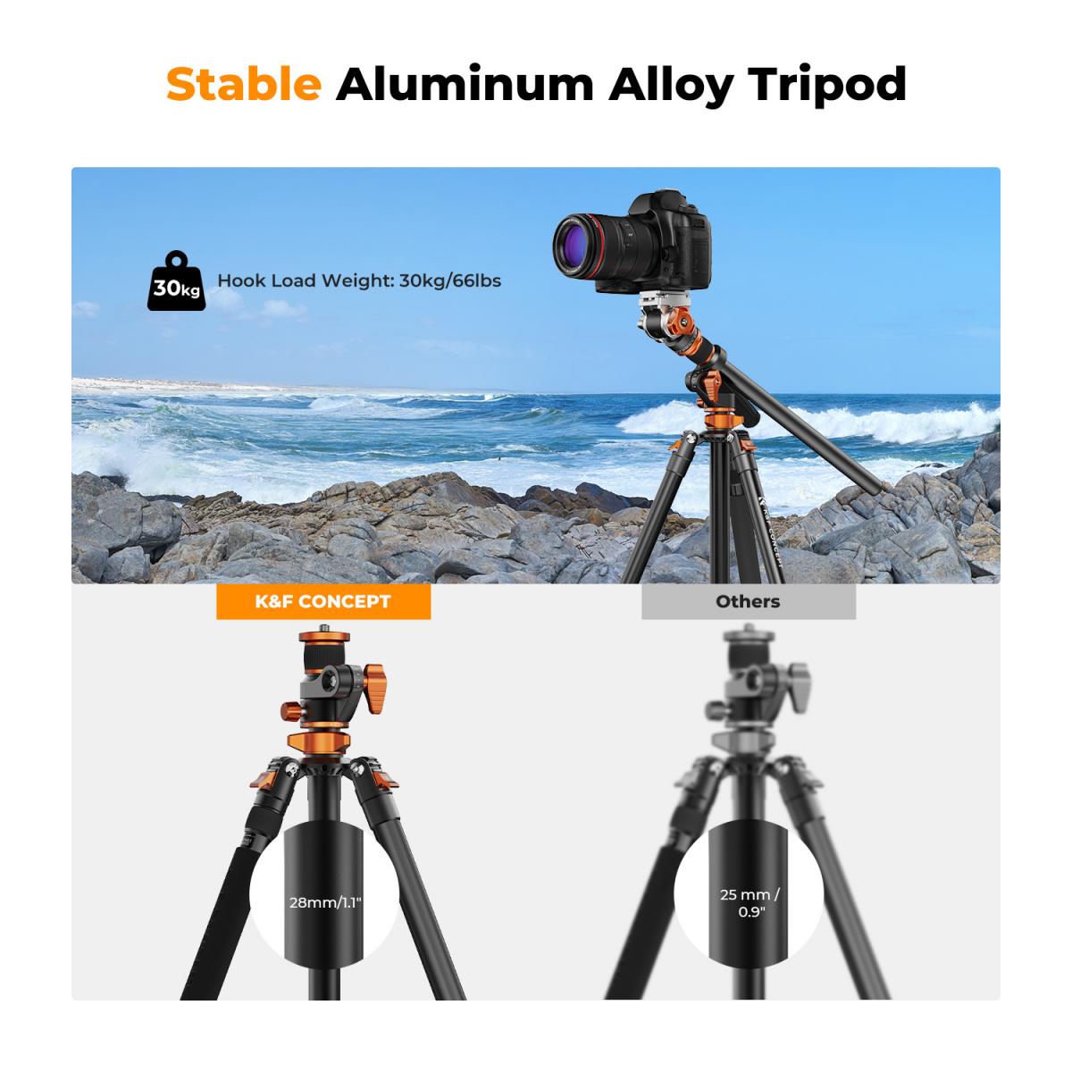 Ảnh minh họa K&F Concept Fluid Head Video Tripod, Monopod T254A7+FH-03 KF09.137 | Chính Hãng 3