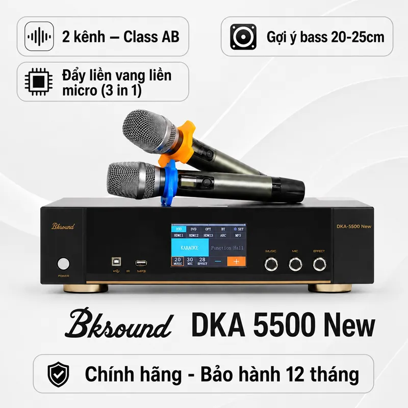 Ảnh minh họa Digital Karaoke Power Amplifier Bksound DKA 5500 New 2026 (250W, Optical, HDMI, Kèm 2 micro) 1