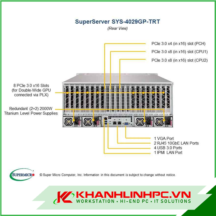 Ảnh minh họa Chassis máy chủ Supermicro SYS-4029GP TR2 GPU SERVER FOR DEEP LEARNING AI (SUPPORT 8 GPU) 2