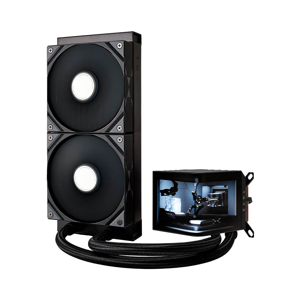Ảnh minh họa Tản nhiệt nước AIO TRYX PANORAMA 240 L-shaped AMOLED Black L-P240N-DS2M-G0K 1