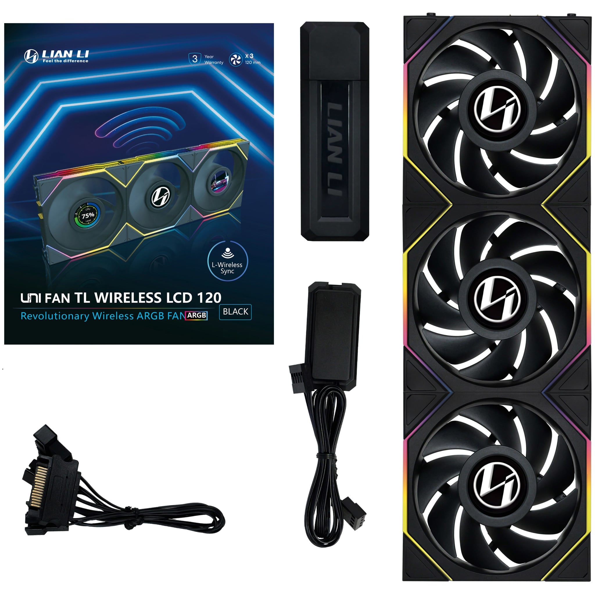 FAN Lian-Li UNI Fan TL 120 LCD Wireless Triple ( Bộ 3 fan )