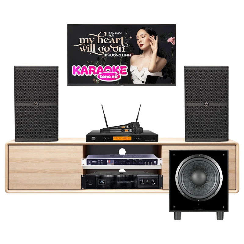 Dàn karaoke Wharfedale HDR112 (Wharfedale WH12 Pro, JKaudio D2600, NEKO DK1000, JKaudio K500, Wharfedale SW12)