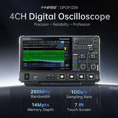 Ảnh minh họa FNIRSI DPOF1204 Máy Hiện Sóng Kỹ Thuật Số 4 Kênh 200Mhz 1GSa/s 1