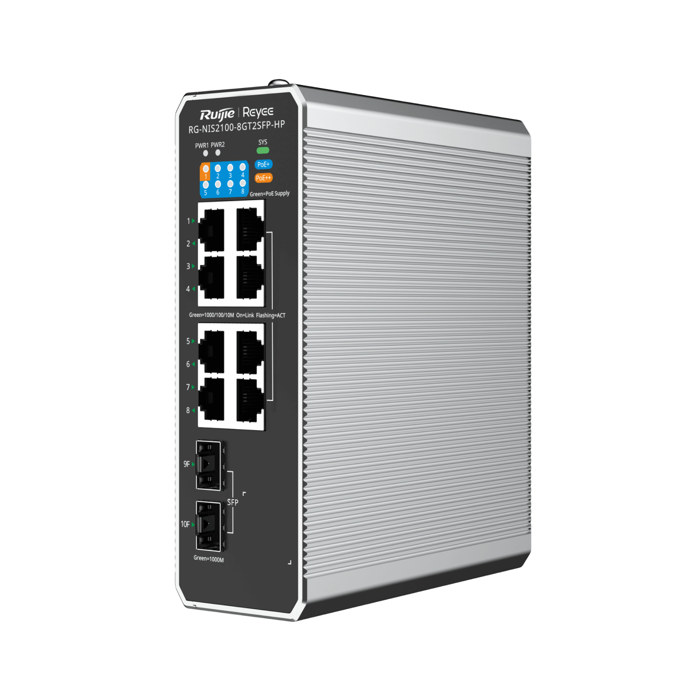 RG-NIS2100-8GT2SFP-HP, Thiết bị chuyển mạch Công nghiệp được Quản lý trên Cloud 10 cổng