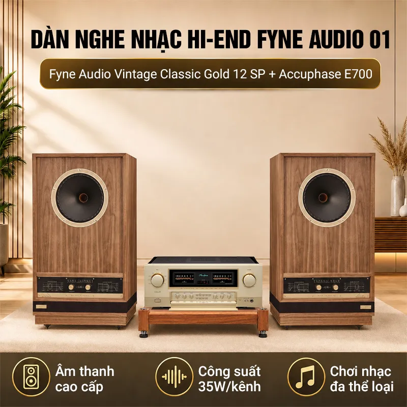 Ảnh minh họa Dàn nghe nhạc Hi-end Fyne Audio 01 (Fyne Audio Vintage Classic Gold 12 SP, Accuphase E-700S) 1