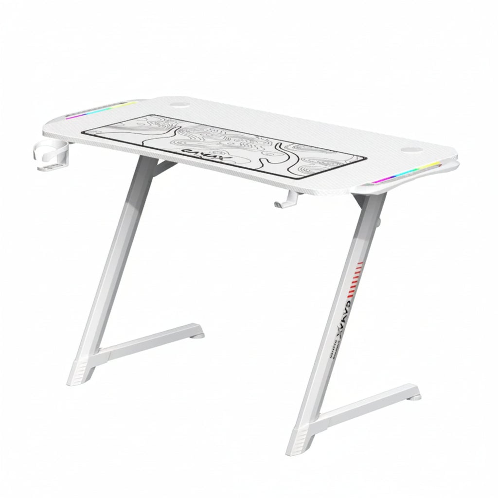 Bàn gaming Gamax Z5-1160 (TD-03) sợi carbon với đèn RGB và bàn di chuột - RGB / Trắng