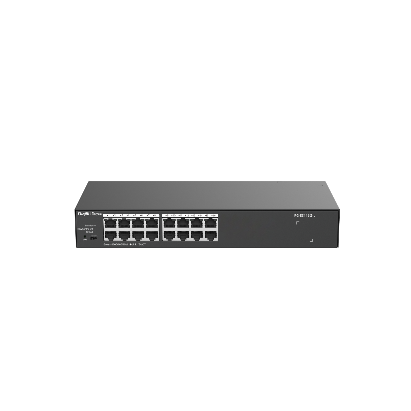 Ảnh minh họa Unmanaged RUIJIE RG-ES116G-L, 16 cổng 10/100/1000 BASE-T, 32Gbps, half-duplex, full-duplex, MAC 8K 1