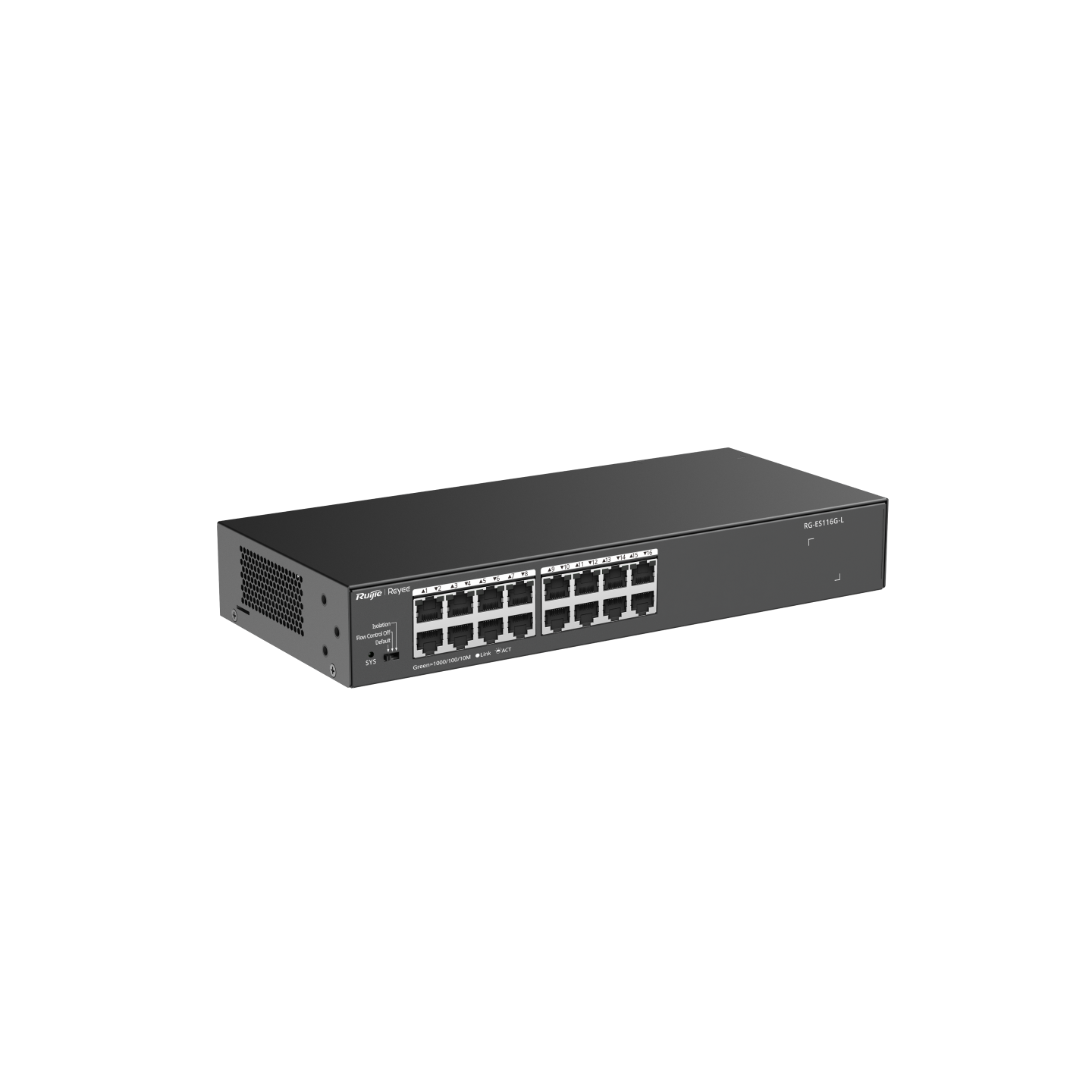 Ảnh minh họa Unmanaged RUIJIE RG-ES116G-L, 16 cổng 10/100/1000 BASE-T, 32Gbps, half-duplex, full-duplex, MAC 8K 3