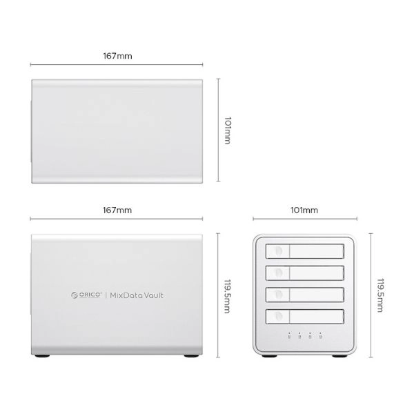 Ảnh minh họa Hộp Đựng Ổ Cứng 2.5 inch 4 Khe Cắm SATA 3 USB-C ORICO 8848RC3-EU-SV-BP (RAID) 1