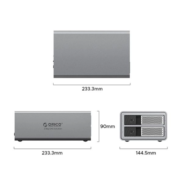 Ảnh minh họa Hộp Đựng Ổ Cứng 3.5 inch 2 Khe Cắm SATA 3 USB-B ORICO 9828RU3-EU-GY-BP (RAID) 1