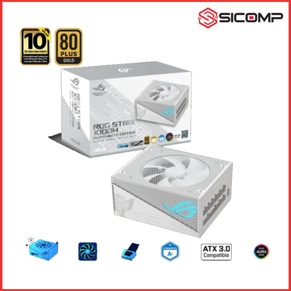 NGUỒN ASUS ROG STRIX 1000G AURA WHITE GAMING (ATX3.0/PCIE 5.0/FULL MODULAR/MÀU TRẮNG)