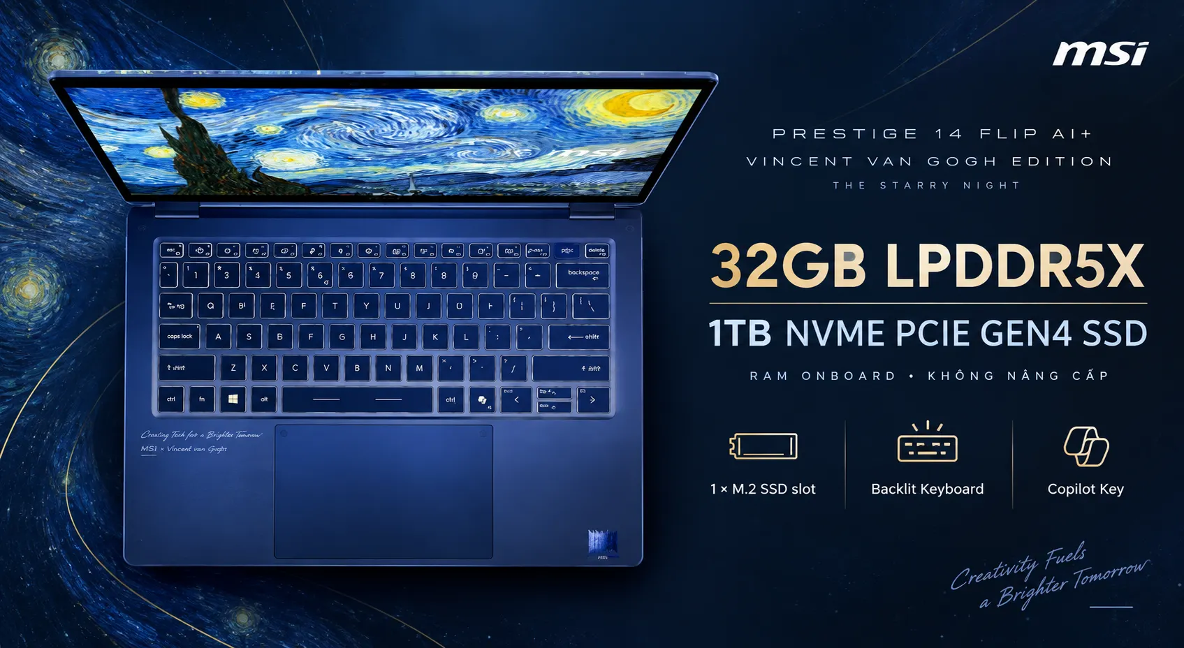 Ảnh minh họa Laptop MSI Prestige 14 Flip AI+ Vincent van Gogh Edition - The Starry Night 14T235-259VN 3