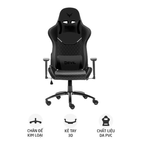 Ghế gaming CENTAUR Devil | Đen, 120kg, Chân xoay, Da PU