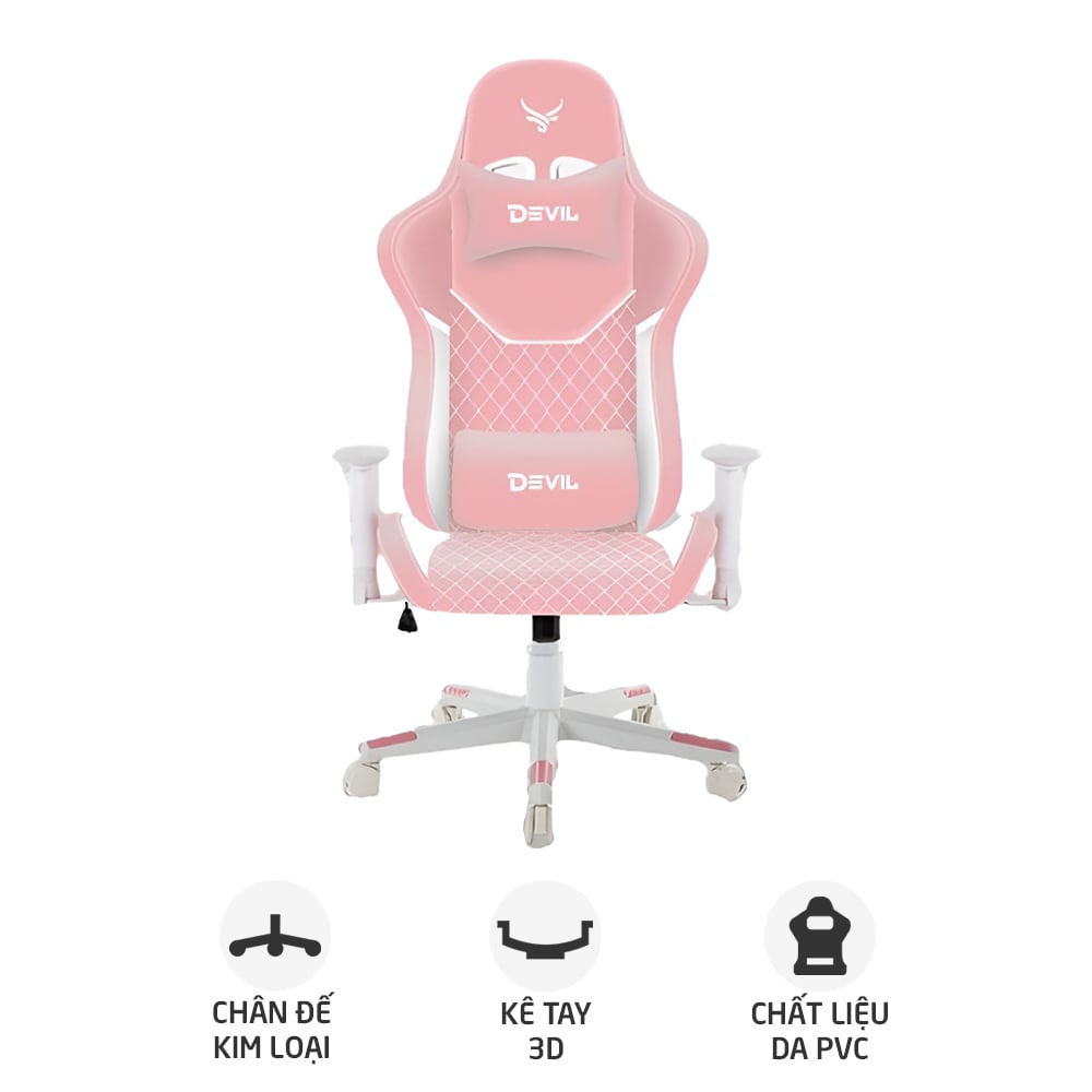 Ảnh minh họa Ghế gaming CENTAUR Devil | Hồng, 120kg, Chân xoay, Da PU 1