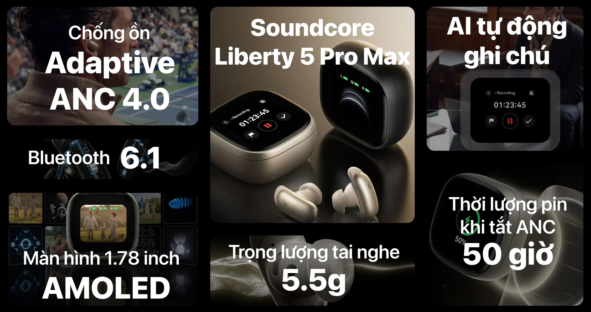 Tai nghe True Wireless Phiên Dịch Cảm Ứng Anker Soundcore Liberty 5 Pro Max