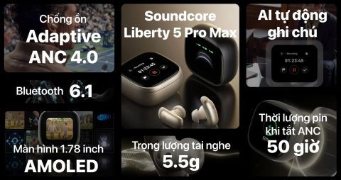 Tai nghe True Wireless Phiên Dịch Cảm Ứng Anker Soundcore Liberty 5