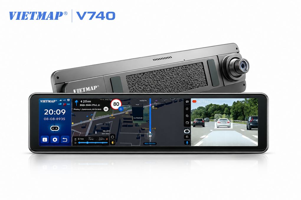 Camera hành trình xe hơi ghi hình trước sau Full HD Cảnh Báo Giọng Nói ADAS 4G GPS Vietmap V740