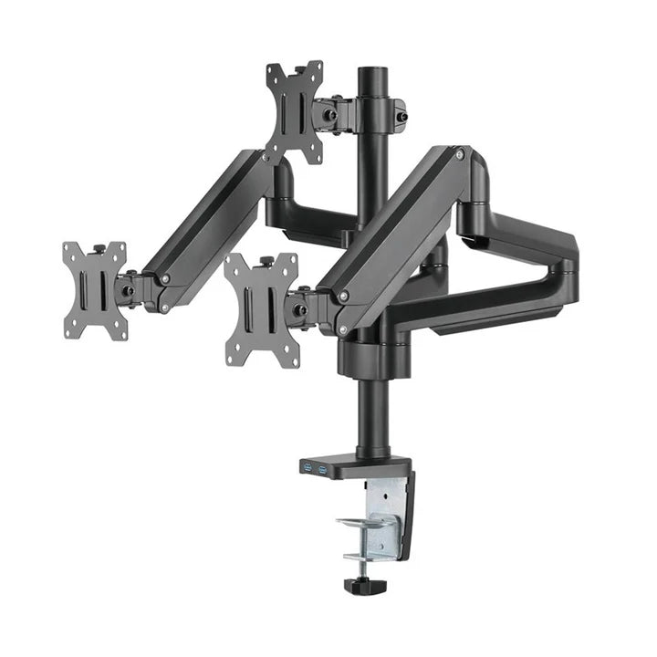 Ảnh minh họa Twisted Minds Giá đỡ &amp; tay đỡ ba màn hình cao cấp 17"–27", tối đa 7kg, có cổng USB - Black 2