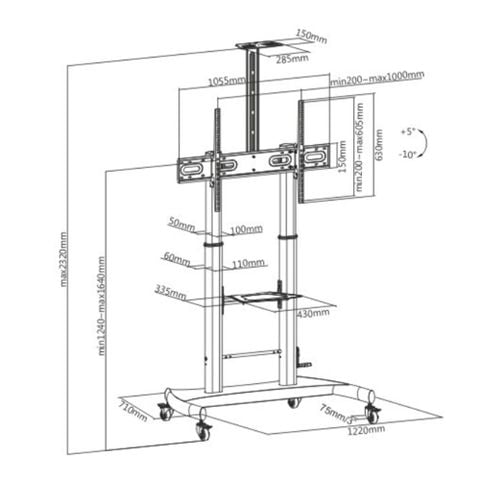 Giá treo Tivi di động Brateck TTL06H-610TW (60-100 inch)