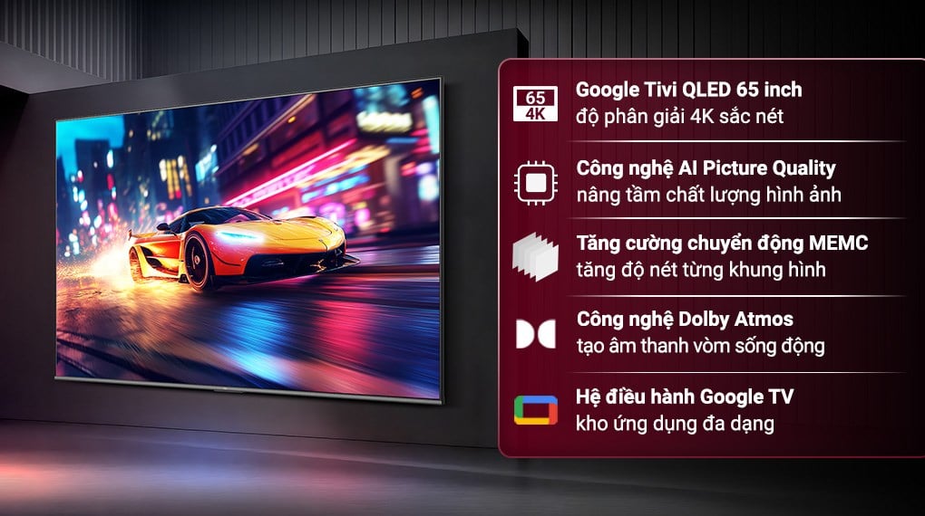 Google Tivi QLED Haier AI 4K 65 inch H65S85GUX