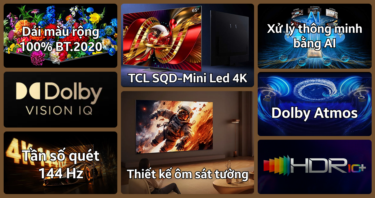 Google tivi TCL SQD-Mini Led 4K 65 inch 2026 (65C8L)