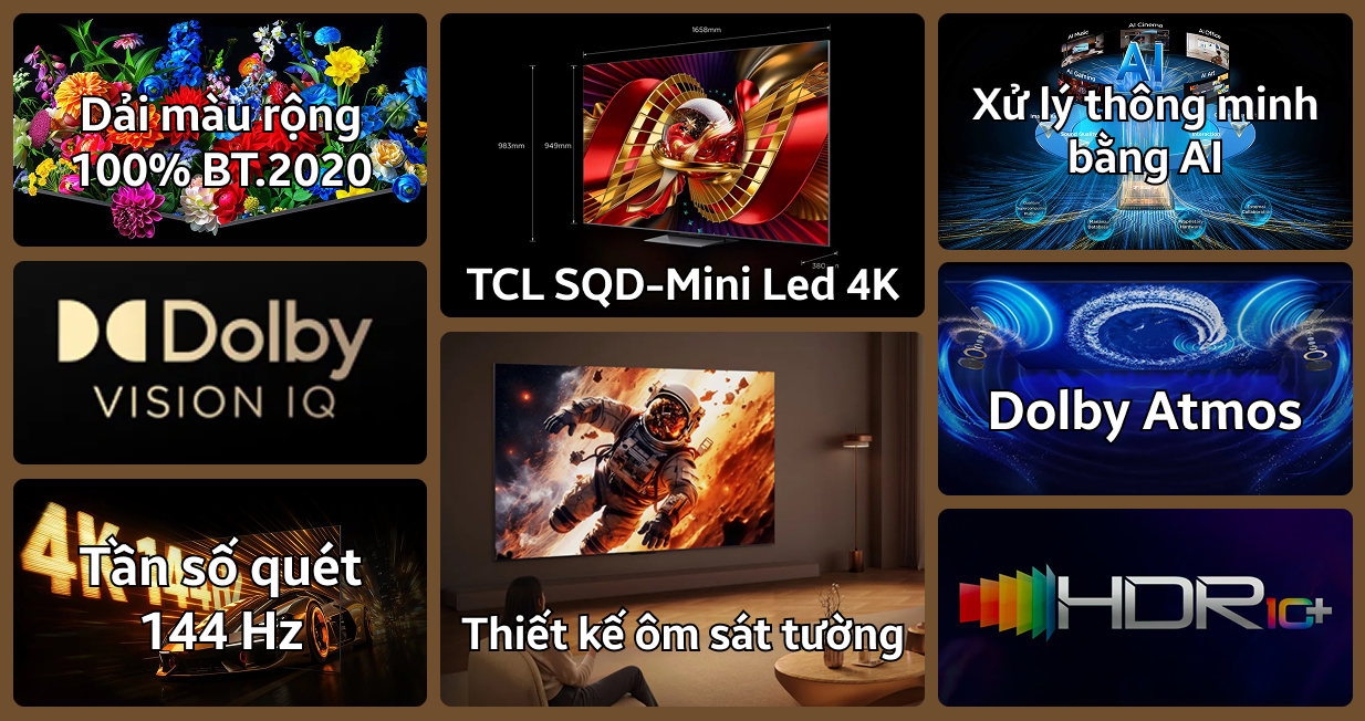 Google tivi TCL SQD-Mini Led 4K 75 inch 2026 (75C8L)