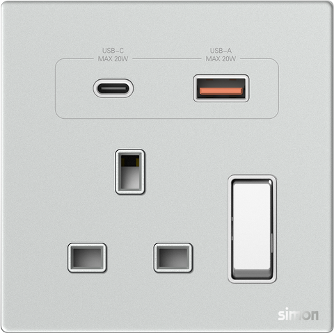Module Ổ cắm 3 chấu chuẩn Anh kèm Sạc USB và TypeC Simon M7