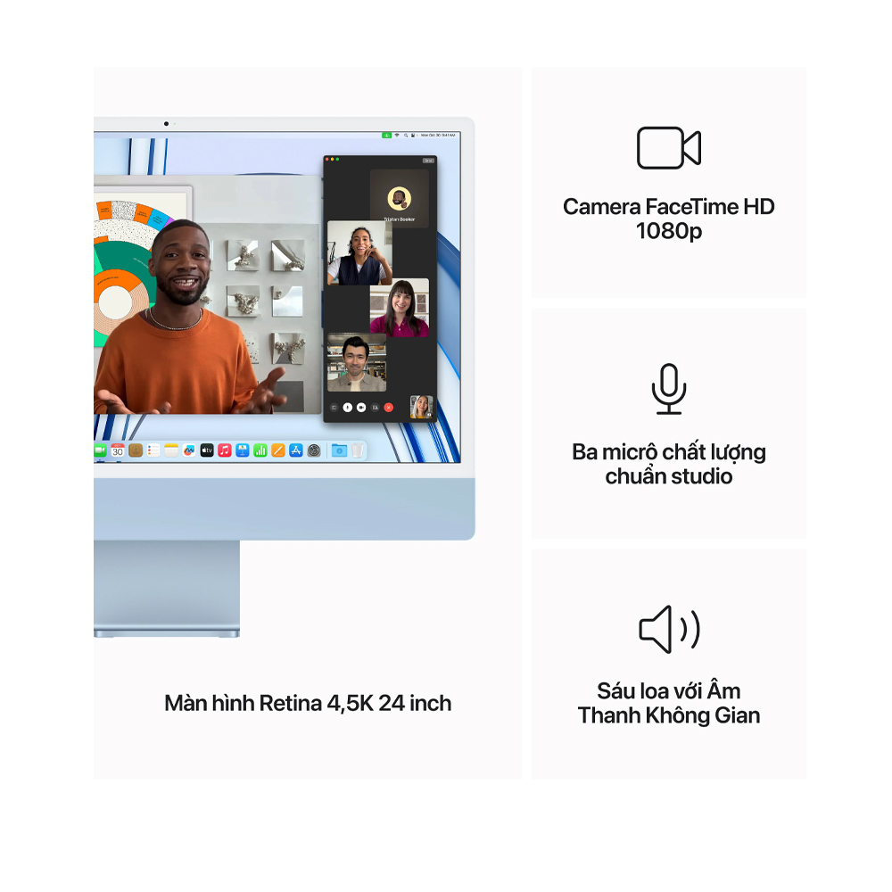 Ảnh minh họa Máy tính All in One Apple iMac 24 inch M3 (8 CPU - 10 GPU - 8GB - 256GB) MQRQ3SA/A - Blue | Chính Hãng Apple Việt Nam 3