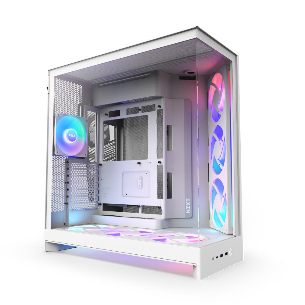 CASE NZXT H9 Flow RGB+ (PLUS 2025) All White (Mid-tower / E-ATX, ATX, Micro-ATX, Mini-ITX)