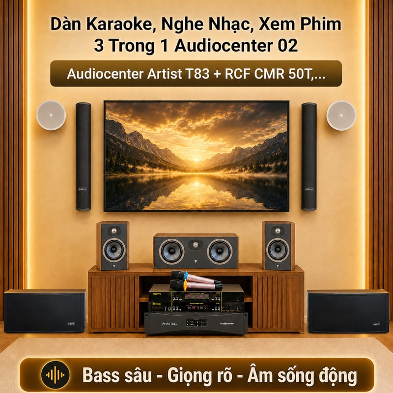 Dàn karaoke, nghe nhạc, xem phim 3 trong 1 Audiocenter 02 (Artist T83, Theva N1, Theva Center,...)