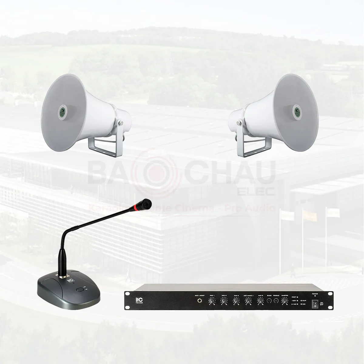 Ảnh minh họa Hệ thống âm thanh nhà xưởng 1000m2 (ITC T-720R, ITC T-B120D, ITC T-621A) 1