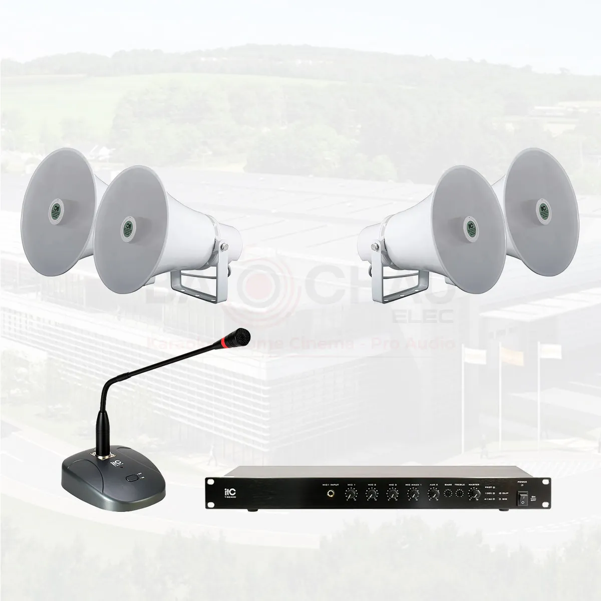 Ảnh minh họa Hệ thống âm thanh nhà xưởng 2000m2 (ITC T-720R, ITC T-B240D, ITC T-621A) 1